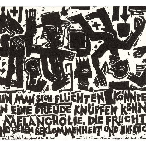 CAMUS 2015, Linolschnitt/Bütten, 21 x 42 cm